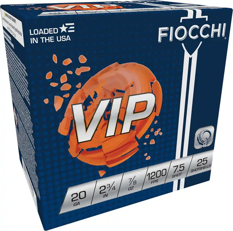 Fiocchi Exacta Target VIP 20 Gauge Shotshells 2 3/4" Length 7/8 oz 7 1/2 Shot 25 Shells Per Box
