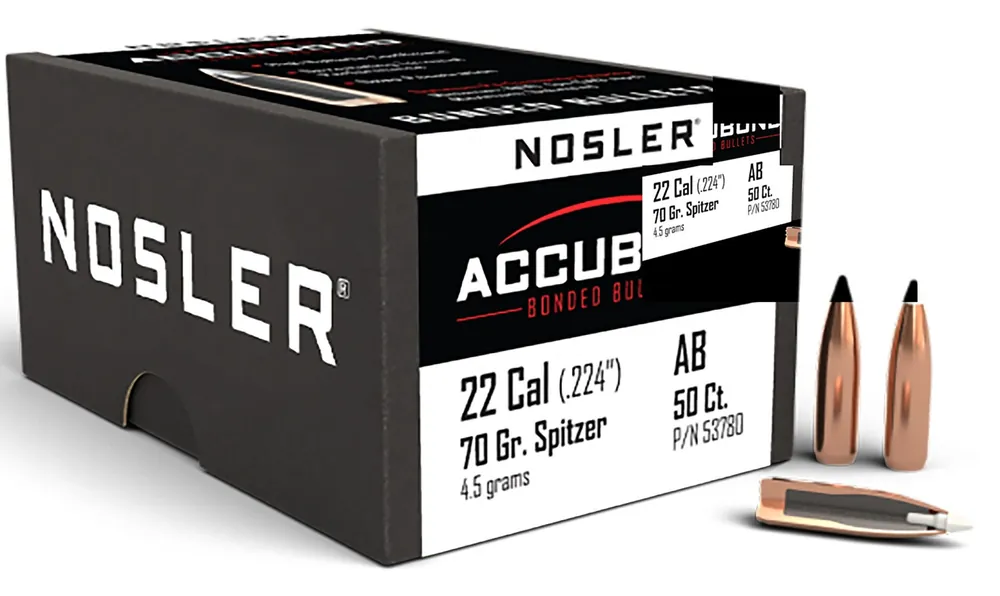 Nosler Accubond 22 Cal .224 70 Gr. Spitzer Point 50/Box