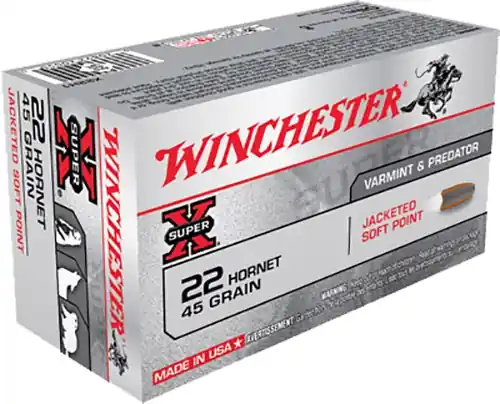 Winchester Super X 22 Hornet 45 Gr. Jacketed Soft Point 50/Box