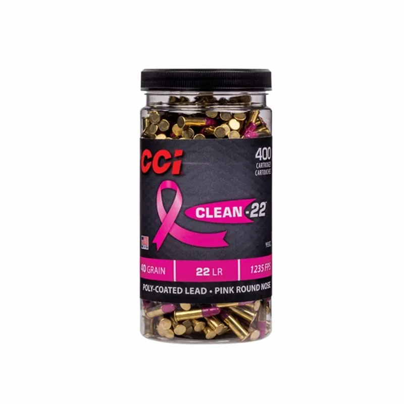 CCI Clean 22 LR 40 Gr. 1235 fps Pink Poly-Coated Lead Round Nose 400/Box