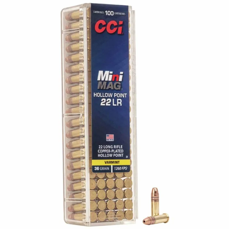 CCI Mini-Mag 22 LR 36 Gr. Copper Plated Hollow Point 100 Rounds