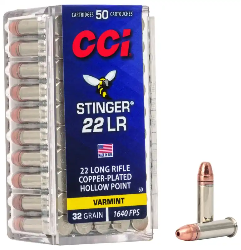 CCI Varmint Stinger 22 LR 32 Gr. Copper Plated Hollow Point 50/Box