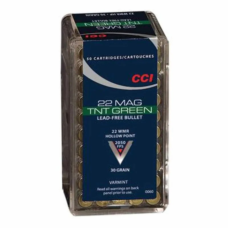 CCI Varmint TNT 22 WMR 30 Gr. 2050 fps Speer TNT Green Hollow Point 50/Box
