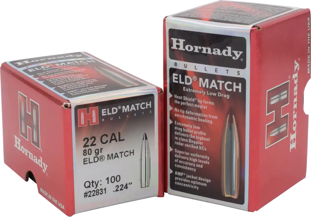 Hornady ELD Match 22 Cal 80 gr Extremely Low Drag Match 100/Box 22831