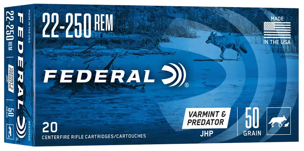 Federal American Eagle Varmint & Predator 22-250 Rem. 50 Gr. JHP 20/Box