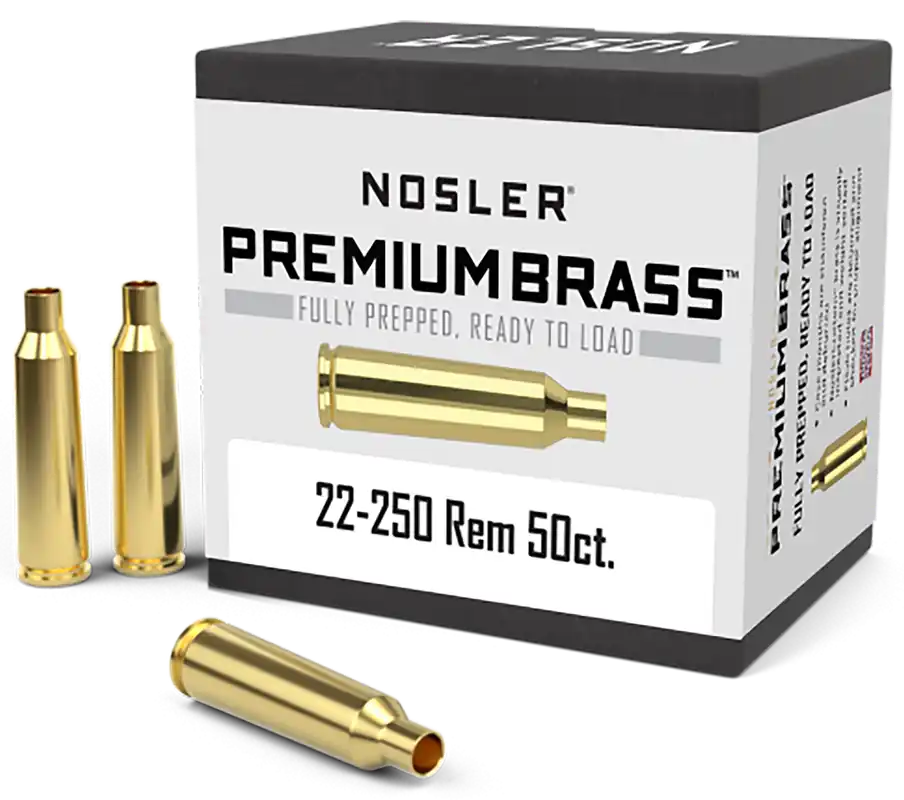 Nosler Premium Brass Unprimed Cases 22-250 Rem Rifle Brass