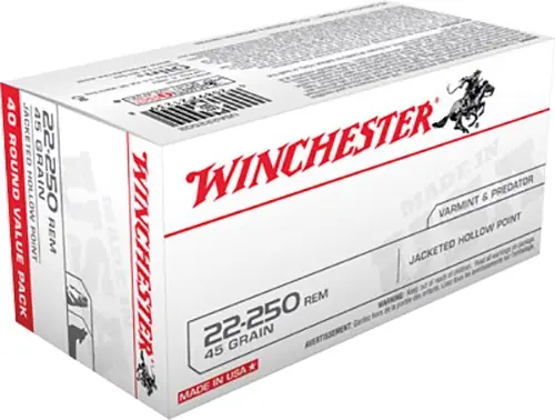 Winchester USA 22-250 Rem. 45 Gr. JHP 20/Box