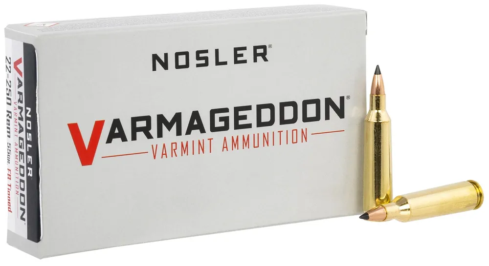 Nosler Varmageddon 22-250 Rem. 55 Gr. Flat Base Tipped 20/Box