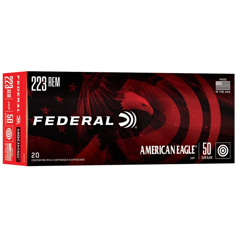 Federal American Eagle Varmint & Predator 223 Rem 50 gr 3325 fps Jacketed Hollow Point (JHP) 20/Box