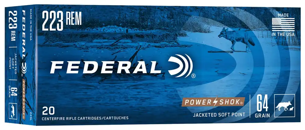 Federal Power-Shok Rifle Ammo 223 REM, SP, 64 Grains, 3050 fps