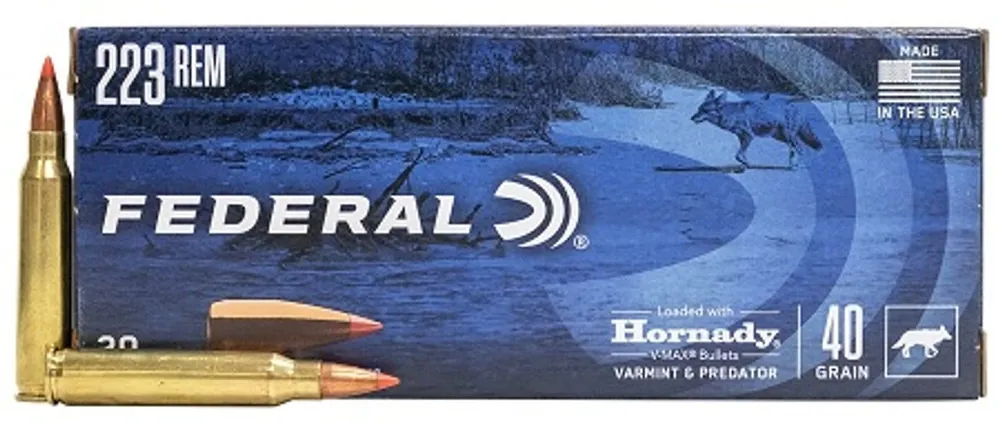 Federal 223 Rem Ammunition 40 Grain Hornady V-Max 20 Rd V223VM40