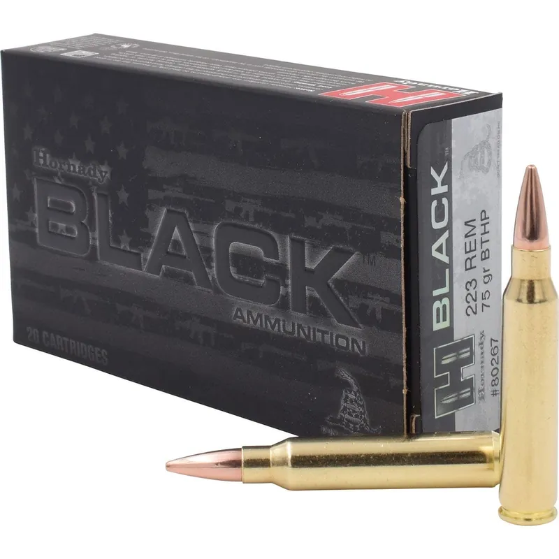 Hornady Black 223 Rem 75 gr Hollow Point Boat-Tail Match (HPBTM) 20/Box