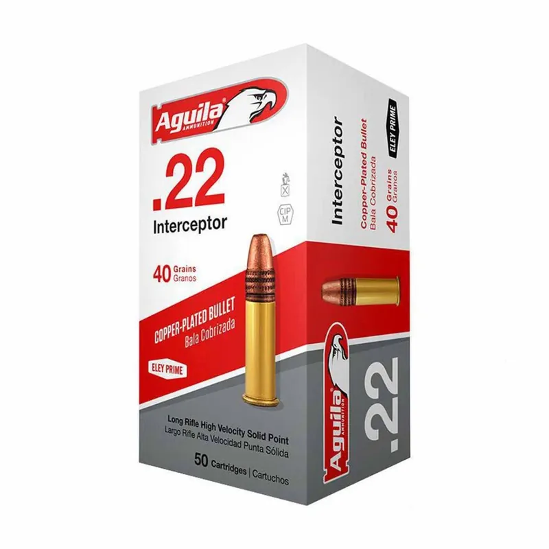 Aguila Interceptor 22 LR 40 Gr Copper-Plated Point 50/Box