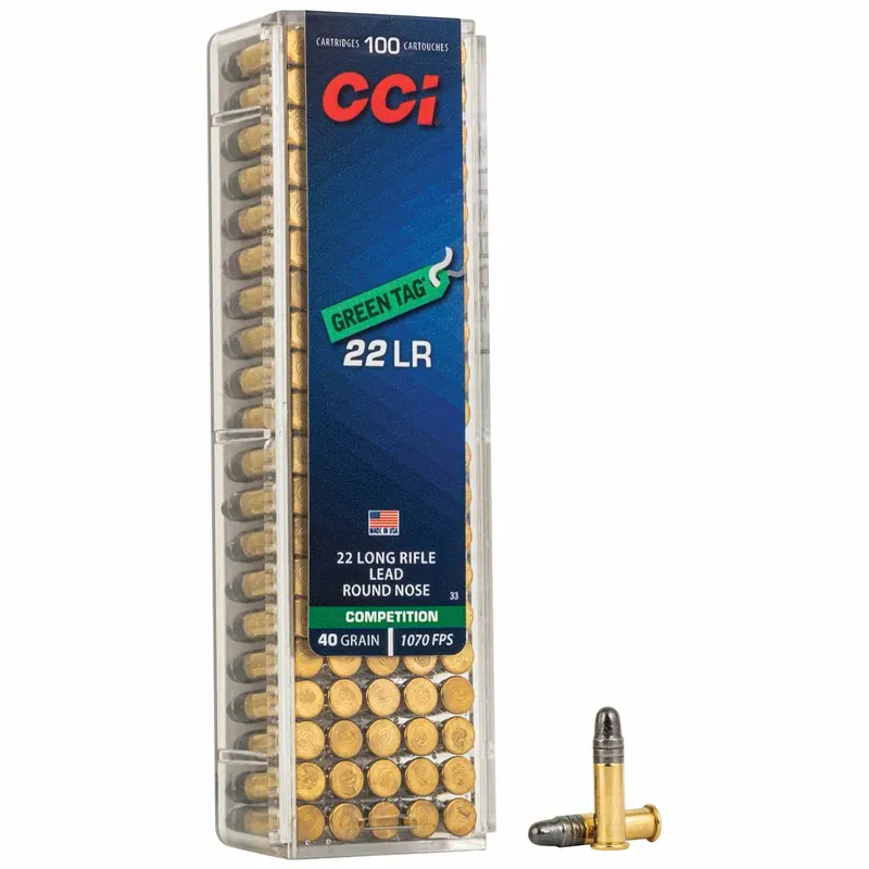 CCI Green Tag Competition 22 LR 40 Gr. 1070 fps Lead Round Nose 100/Box