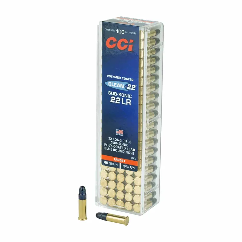 CCI Clean-22 Subsonic 22 LR 40 Gr. 1070 fps Blue Poly-Coated Lead Round Nose 100/Box