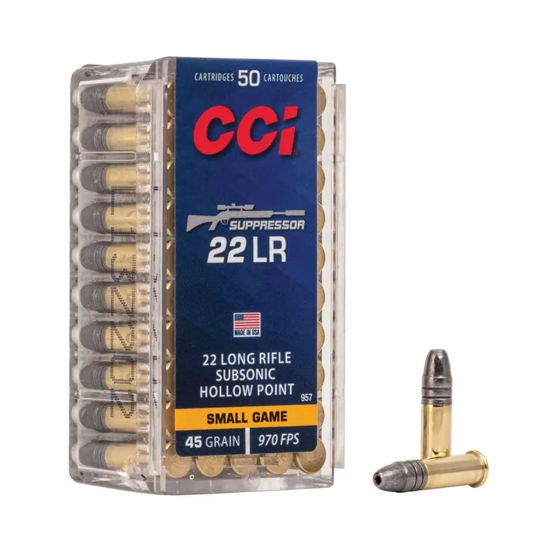 CCI Suppressor 22 LR 45 Gr. 970 fps Lead Hollow Point 50/Box