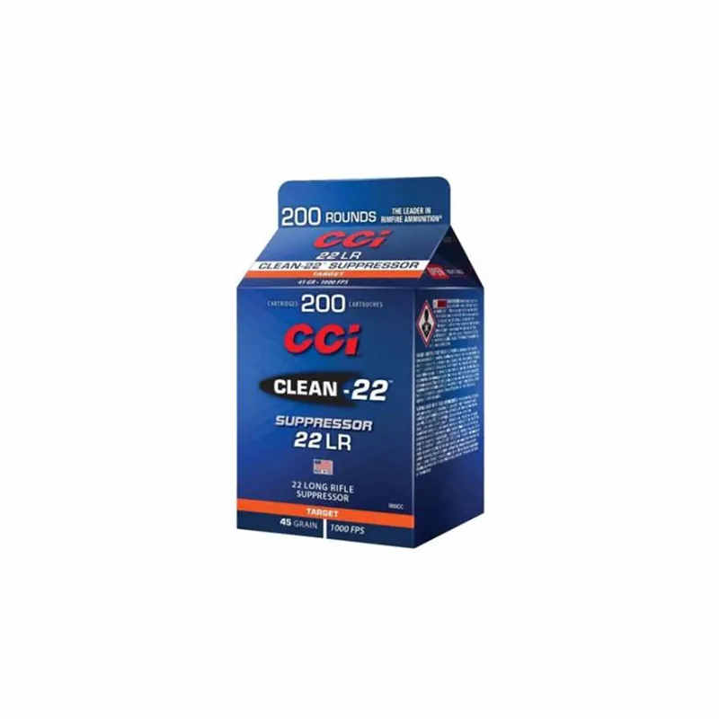 CCI Clean Suppressor 22 LR 45 Gr. 1000 fps Lead Round Nose 200/Box