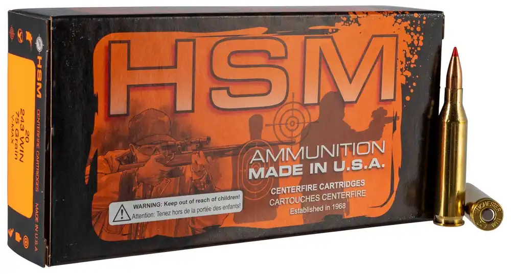 HSM Varmint 243 Win. 75 Gr. Hornady V-Max 20/Box