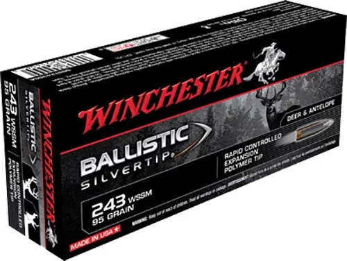 Winchester Ammo Ballistic Silvertip 243 WSSM 95 gr Rapid Controlled Expansion Polymer Tip 20 Box