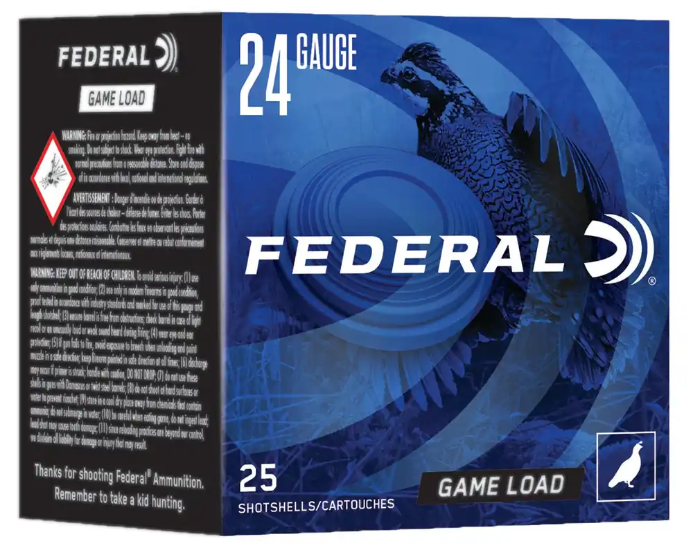 Federal Game-Shok Heavy Field Shotshells 24ga 2-1/2" 11/16 oz 8 Lead Shot 25 Shells Per Box