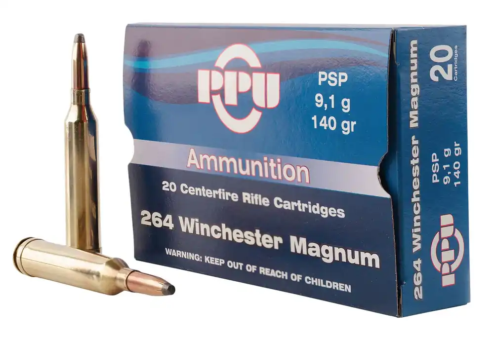 PPU Standard Rifle 264 Win Mag 140 gr Pointed Soft Point 20 Per Box PP264