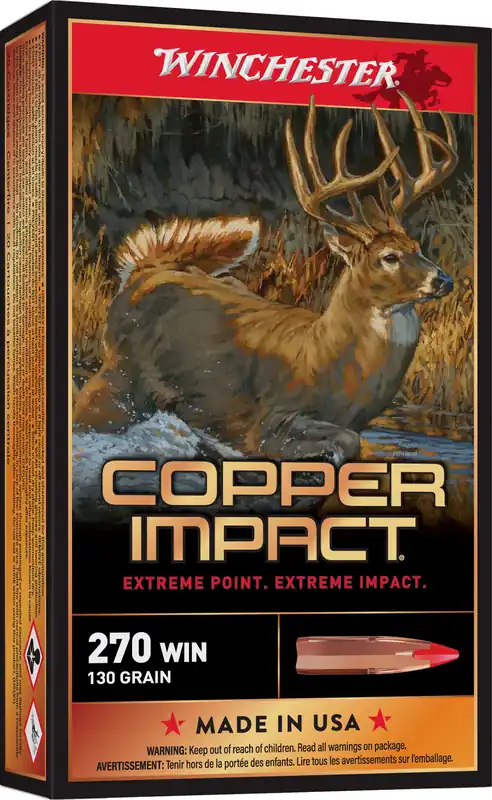 Winchester Copper Impact 270 Win. 130 Gr. Copper Extreme Point Lead Free 20/Box