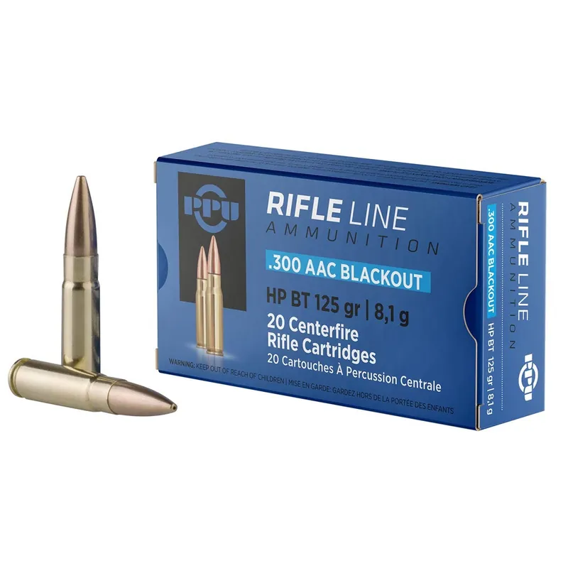 PPU Standard Rifle 300 Blackout 125 gr Hollow Point Boat-Tail (HPBT) 20/Box