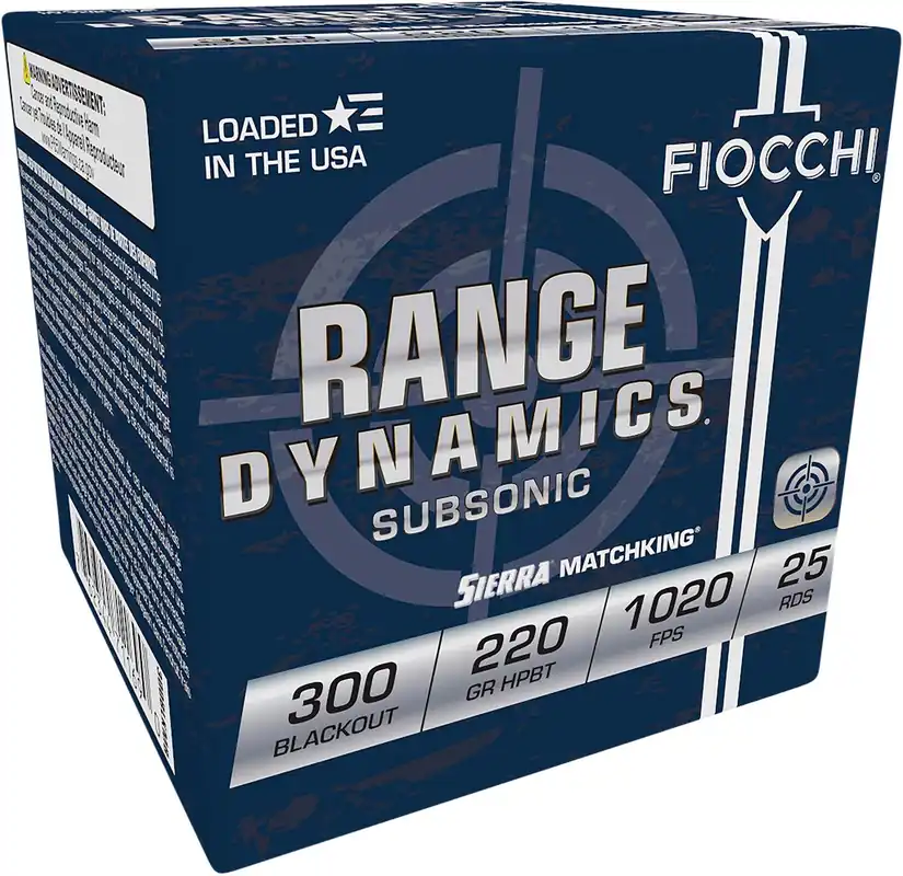 Fiocchi Range Dynamics 300 AAC Blackout 220 Gr. Sierra MatchKing BTHP 25/Box