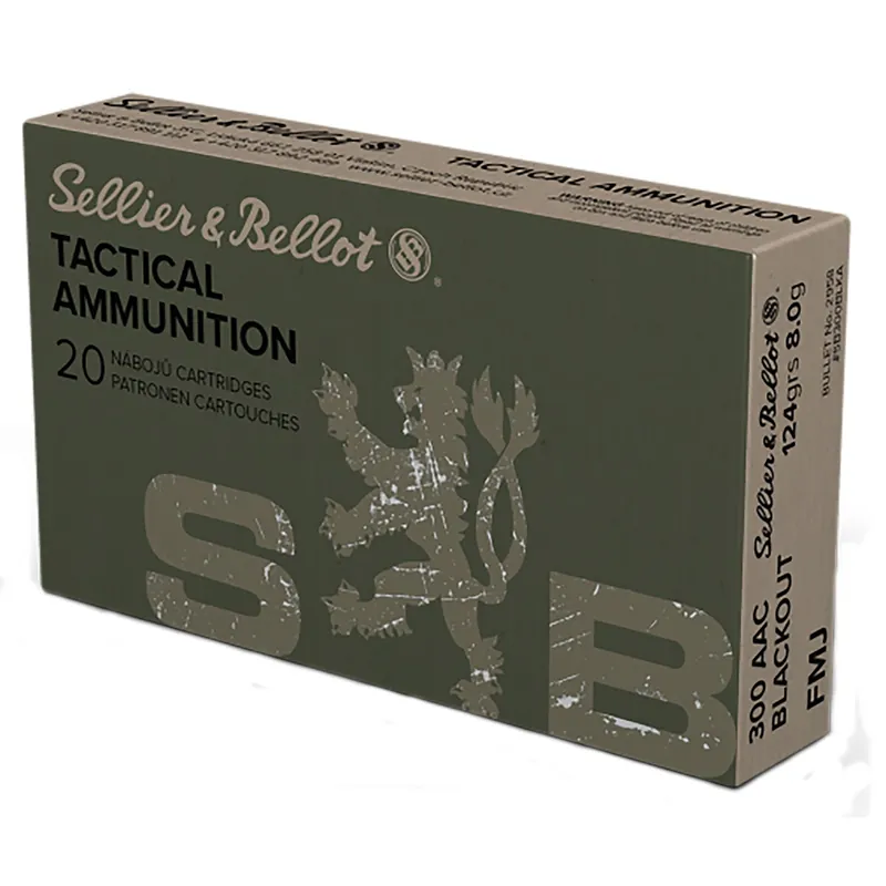 Sellier & Bellot Rifle 300 Blackout 124 gr Full Metal Jacket (FMJ) 20/Box