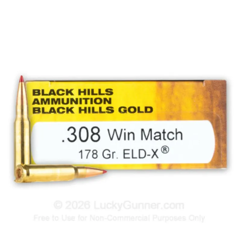 Black Hills Gold .308 Winchester 178 gr Hornady ELD-X 20 Rounds 1C308BHGN13