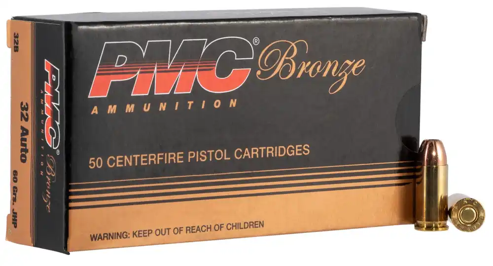 PMC Bronze 32 ACP 60 gr Jacketed Hollow Point 50 Per Box