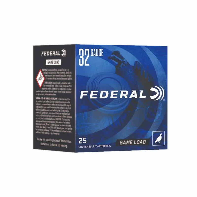 Federal Game-Shok Heavy Field Shotshells 32ga 2-1/2" 1/2 oz 8 Lead Shot 25 Shells Per Box