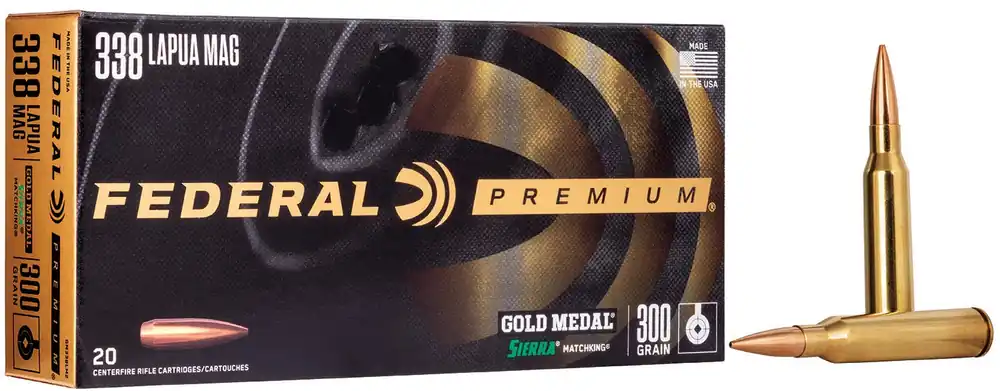 Federal Premium Gold Medal 338 Lapua 300 Gr. Sierra MatchKing BTHP 20/Box