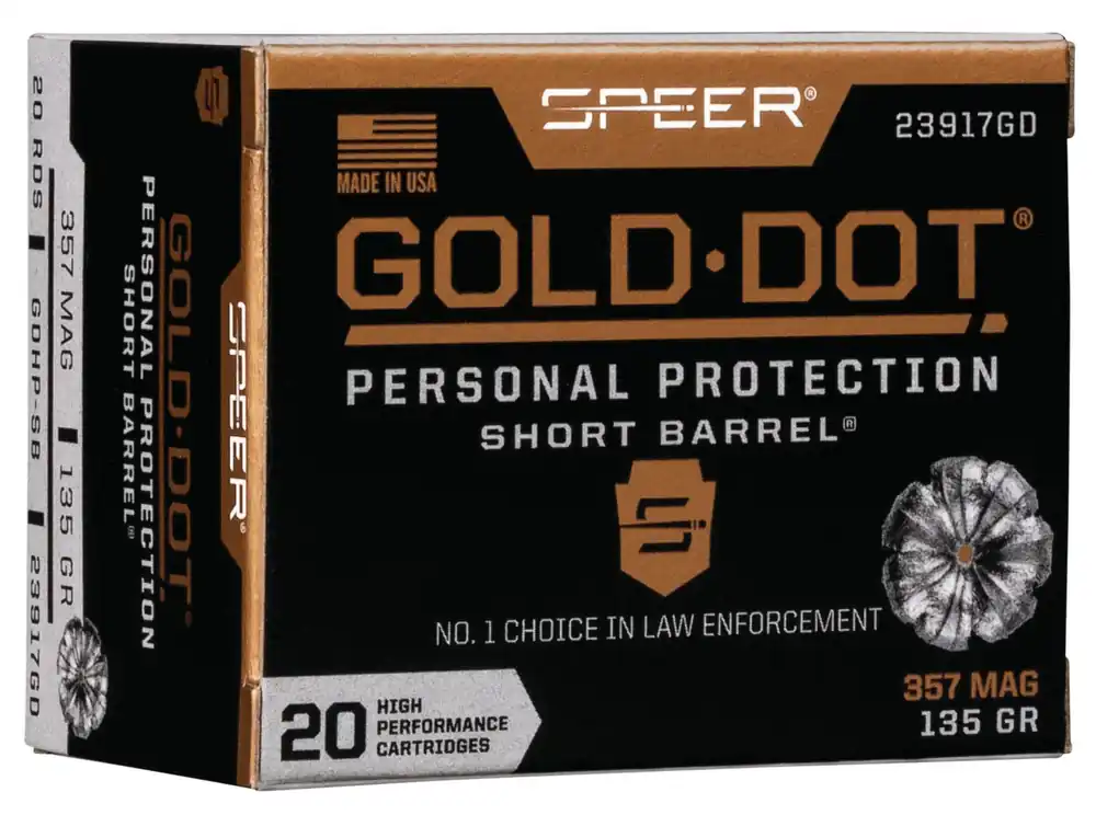 Speer 23917GD Gold Dot Short Barrel Pistol Ammo 357 MAG, GDHP, 135 Gr