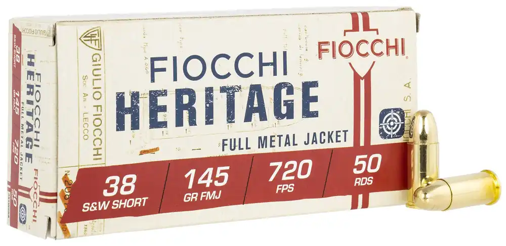 Fiocchi Heritage 38 S&W Short 145 gr Full Metal Jacket 50 Per Box