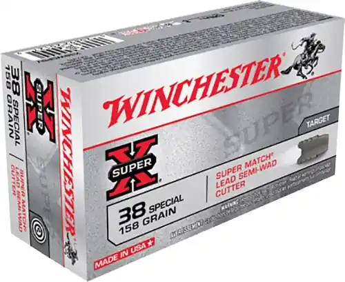 Winchester Ammo X38WCPSV Super X 38 Special 158 gr Super Match Lead Semi Wadcutter 50 Per Box/ 10 Cs