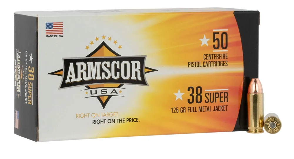 Armscor FAC38SU-1N Pistol Ammo 38 SPR, FMJ, 124 Gr, 1200 fps, 50 Rnd