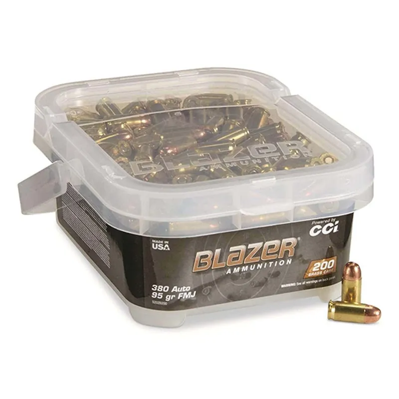 CCI Blazer Brass Centerfire Pistol Ammo 380 Auto 95 Gr 200/Bucket 5202B200
