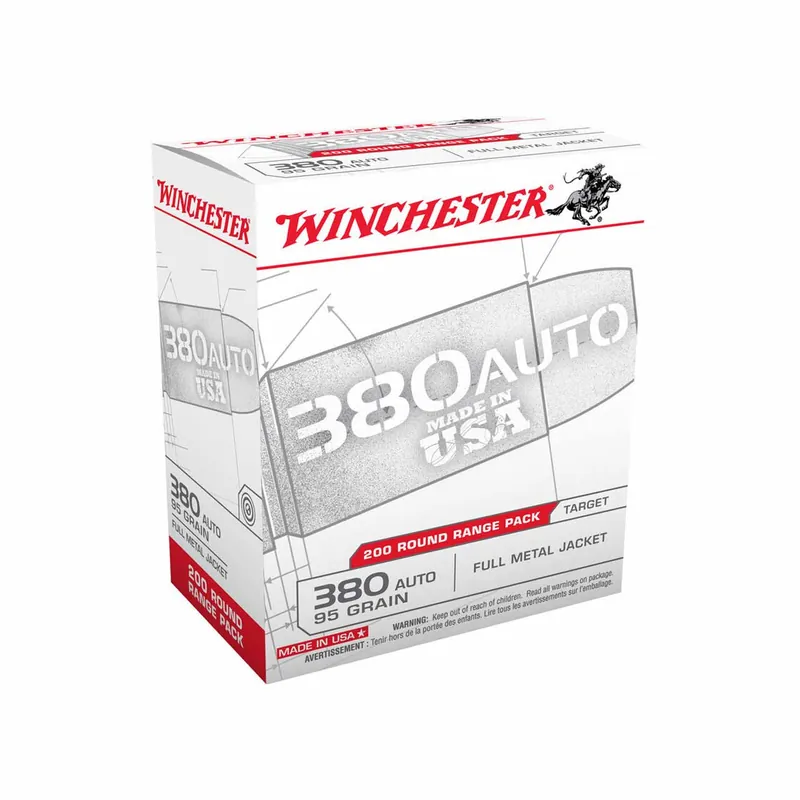 Winchester 380 ACP 95gr FMJ 200rd - Box