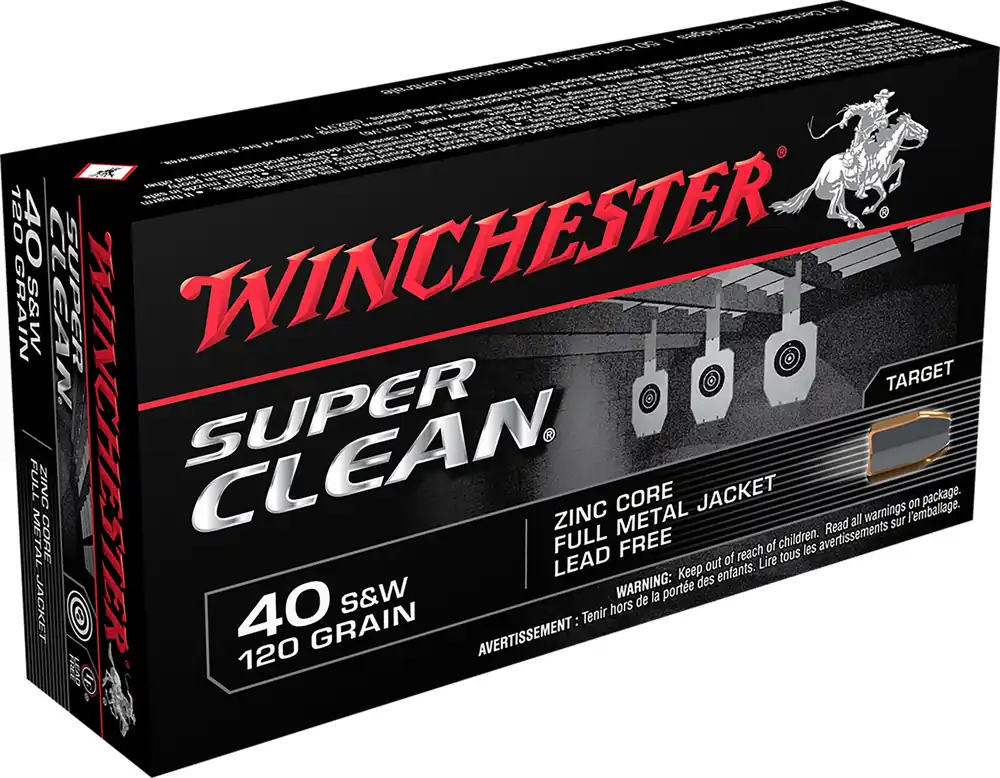Winchester Ammo Super Clean 40 S&W 120 gr Lead Free Full Metal Jacket 50 Per Box