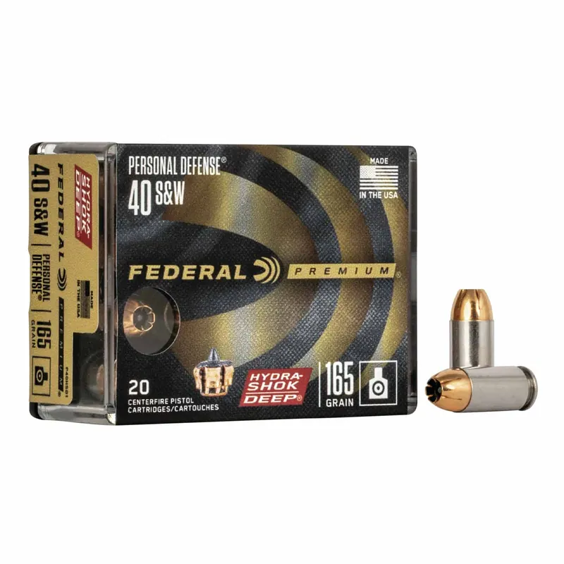 Federal Premium Personal Defense 40 S&W 165 Gr. Hydra-shok Deep Hollow Point 20/Box