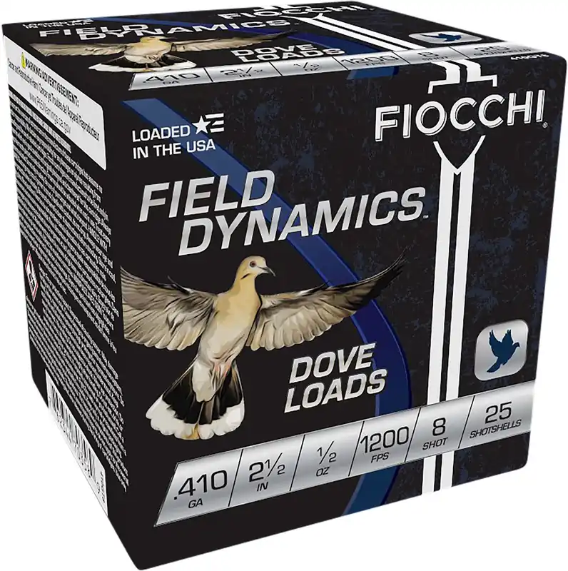 Fiocchi Field Dynamics Dove & Quail 410 GA 2.50" 1/2 oz. 8 Shot 25/Box