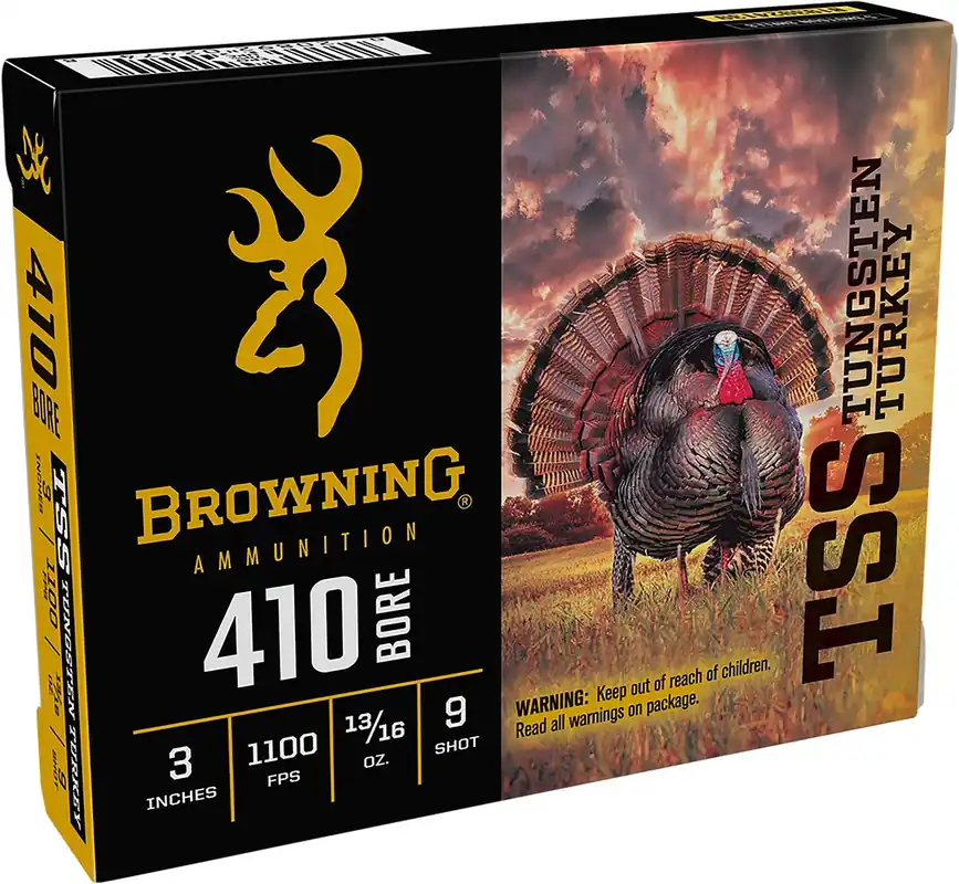 Browning TSS Tungsten Turkey Shotshells .410 Bore 3" 13/16 oz 9 Tungsten Shot 1100 fps 5 Shells Per Box