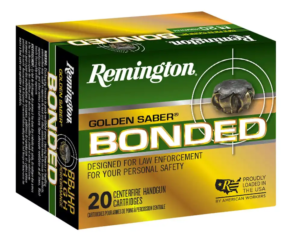 Remington Ammunition Golden Saber Bonded 45 ACP 185 gr Bonded Brass Jacketed Hollow Point 20 Per Box
