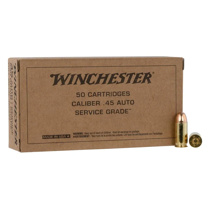 Winchester Ammo USA Service Grade 45 ACP 230 gr Full Metal Jacket (FMJ) 50/Box