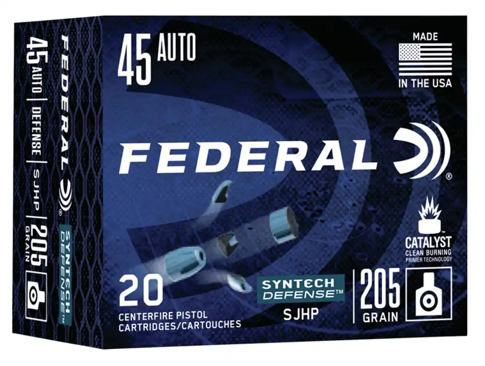 Federal Syntech Defense 45 ACP 205 gr Segmented Jacketed Hollow Point 20 Per Box