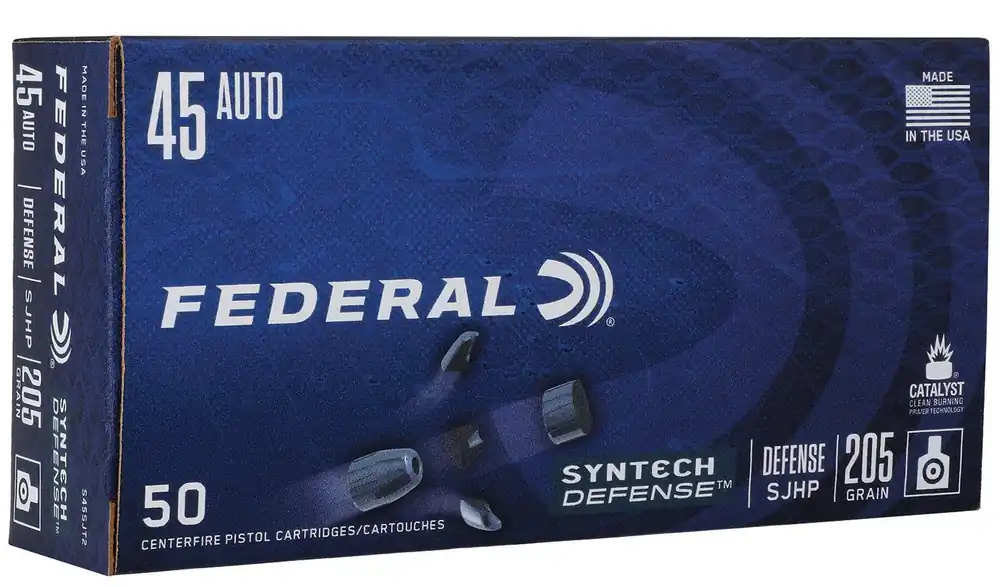 Federal S45SJT2 Syntech Defense Pistol Ammo 45 ACP, 205 Gr, Semi