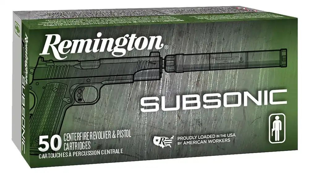 Remington Ammunition Subsonic 45 ACP 230 gr Flat Nose Enclosed Base 50 Per Box