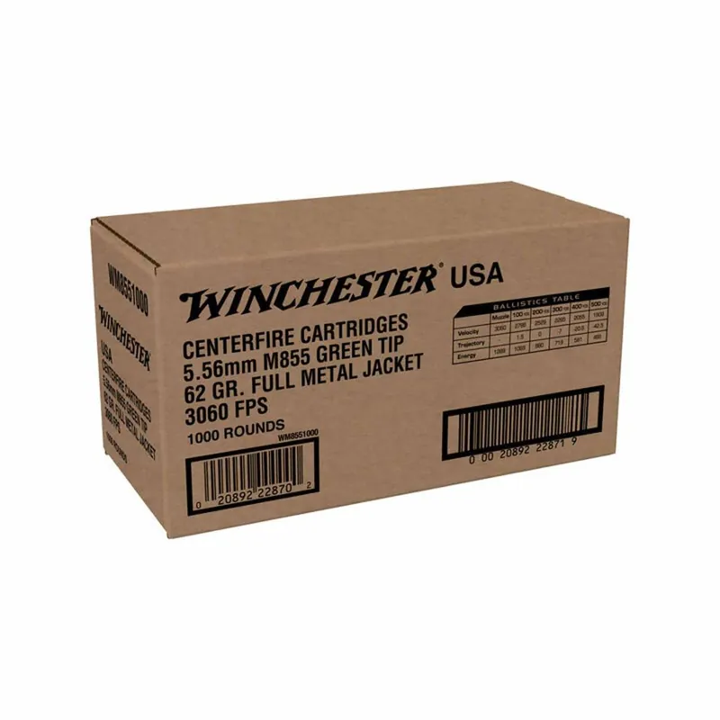 Winchester 5.56x45mm NATO 62gr Green Tip 1000rd