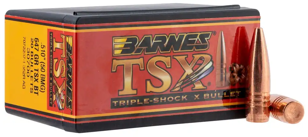 Barnes Bullets TSX 50 BMG .510 647 Gr. TSX Boat Tail 20/Box